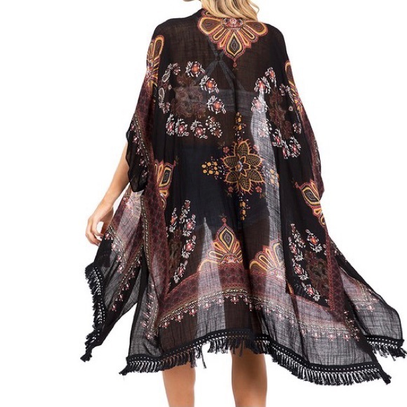 Black Boho Caftan kimono LAST ONE - Picture 3 of 3
